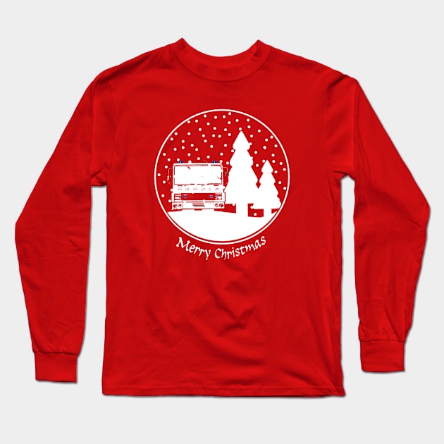 Dennis classic 1980s fire engine Christmas snow globe Long Sleeve T-Shirt by soitwouldseem